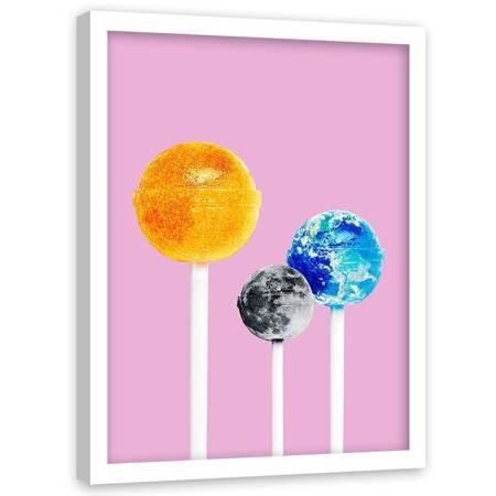 Plakat na ścianę w ramie, słońce księżyc Ziemia