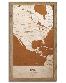 Drewniany obraz państwa- USA w dębowej ramie - 20x30cm